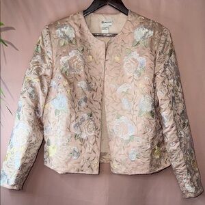 Zola Jane Pale Pink Floral Quilted Bomber Jacket